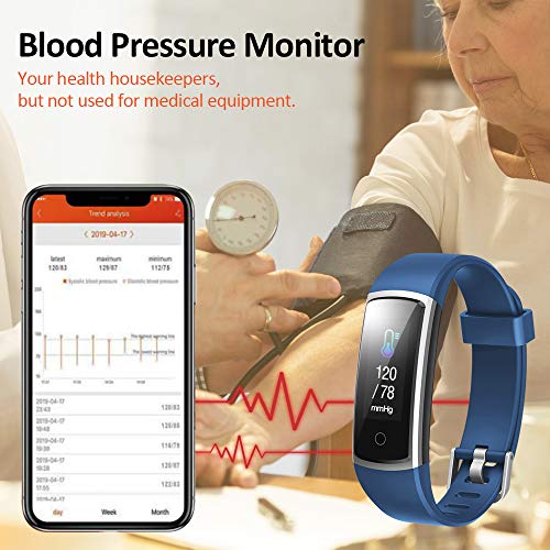 Lintelek Pulsera Actividad, Reloj Inteligente con Medidor de Ritmo Cardíaco Presión Arterial, Reloj Deportivo Compatible a Android y iOS para Hombre Mujer Niño
