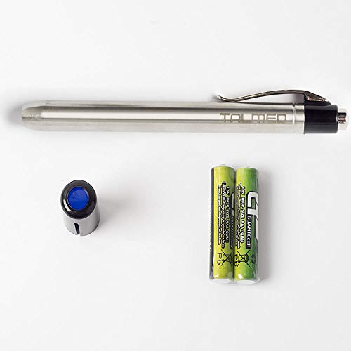 Linterna Medica LED color cromada con filtro azul-Unidad