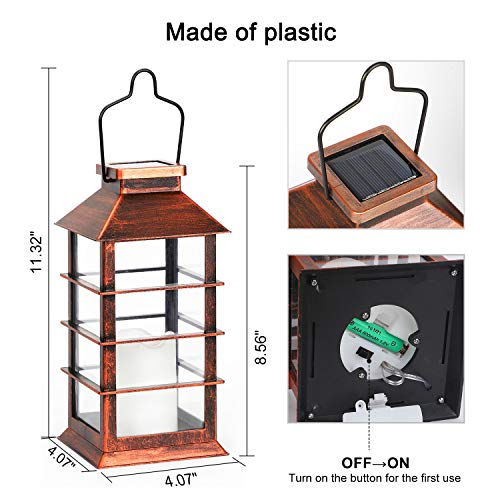Linterna Solar Exterior Lámpara de Jardín, juego de 2, IP44 Impermeable Luces LED Parpadeantes Sin Llama Plástico Exterior Decorativa Iluminación para Mesa Patio Festival Navidad