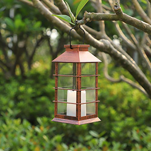 Linterna Solar Exterior Lámpara de Jardín, juego de 2, IP44 Impermeable Luces LED Parpadeantes Sin Llama Plástico Exterior Decorativa Iluminación para Mesa Patio Festival Navidad