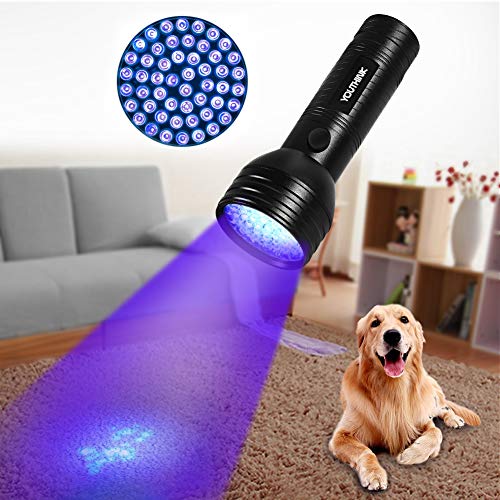 Linterna UV con 51 LED, Detector Ultravioleta de 395 nm para Detectar Orina de Mascotas en Alfombra, Flashlight Portable para Manchas de Cocinas, Caza Escorpión(51 LEDs)