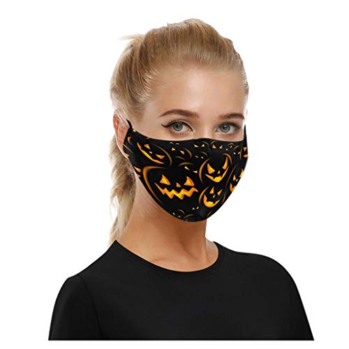 LINTONG Halloween Adulto Cara Lavable Calavera De Calabaza PatróN De ImpresióN A Prueba De Polvo Ma`Scara (1Pc + 2 Filtros)