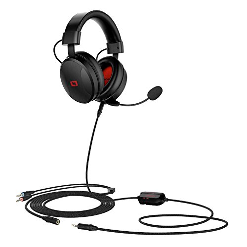 Lioncast LX50 Cascos Auriculares estéreo con micrófono desmontable, dos controladores de 53 mm, supresión de ruido, almohadillas de oídos intercambiables, para PC, PS4, Xbox, consola Nintendo o móvil