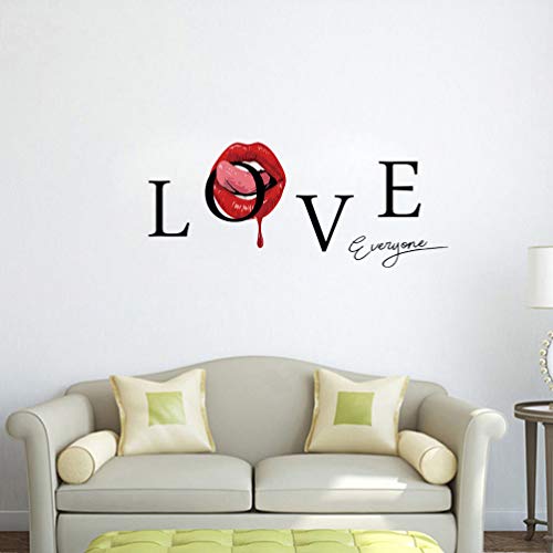 LIOOBO el Amor de Pegatina Pared Carta Labios Rojos Etiquetas de la Pared del Papel Pintado habitación de Matrimonio extraíble para salón Fondo TV