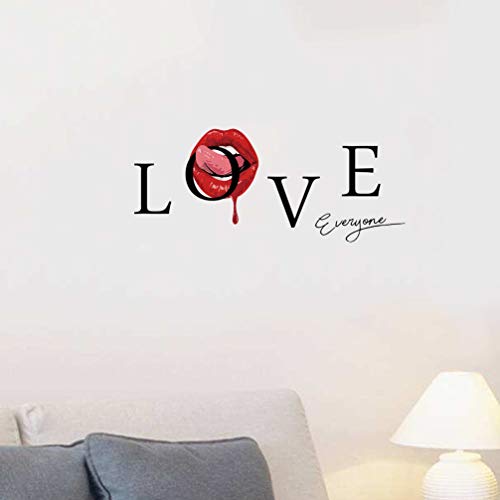 LIOOBO el Amor de Pegatina Pared Carta Labios Rojos Etiquetas de la Pared del Papel Pintado habitación de Matrimonio extraíble para salón Fondo TV