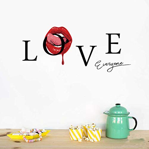 LIOOBO el Amor de Pegatina Pared Carta Labios Rojos Etiquetas de la Pared del Papel Pintado habitación de Matrimonio extraíble para salón Fondo TV