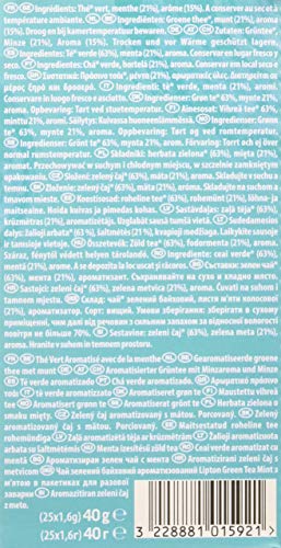 Lipton Gama Sensaciones Té Verde a la Menta, 6 estuches de 25 sobres