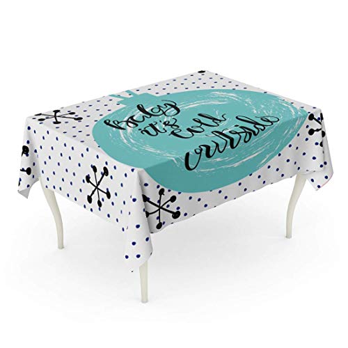 LIS HOME Rectángulo Mantel Azul BRR Navidad Invierno Bebé Hace frío Fuera Bola Moderna en Paleta de Colores Pastel sobre Puntos Mantel Abstracto