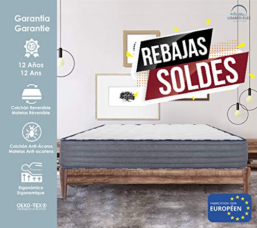 Lisabed Flex | Colchón Olinda-Flex 135 x 190 | Viscoelástico de Grafeno de Alta Densidad | Reversible (Invierno/Verano) | Gama Prestige Hotel | 22 cm (+/- 2 cm) | Todas Las Medidas