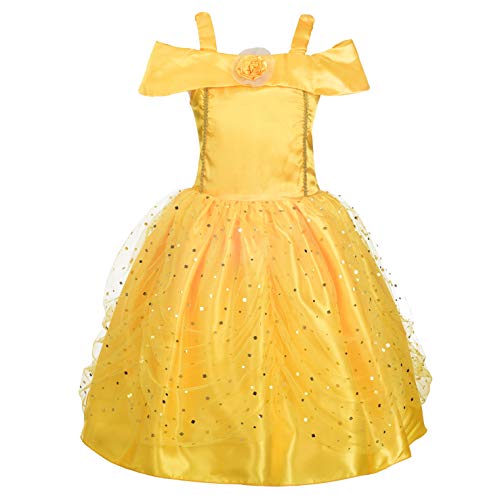 Lito Angels Disfraz de Princesa Belle para niña Fiesta de Disfraces de Halloween Vestidos de Cumple años Talla 5-6 años 229