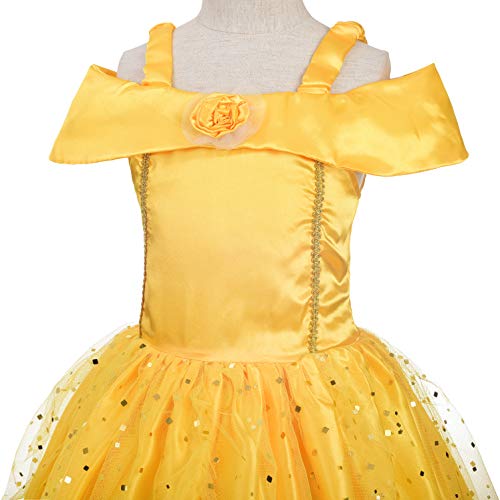Lito Angels Disfraz de Princesa Belle para niña Fiesta de Disfraces de Halloween Vestidos de Cumple años Talla 5-6 años 229
