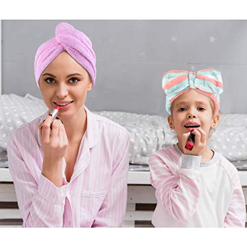 Litthing 4 Pcs Pelo Secado Rápido Toallas para Pelo Toalla Turbante Microfibra,Toalla para Cabello Seco,Toalla Súper Absorbente, Pelo Seco Sombreros,Turbante con Botón, Apto para Todo Tipo de Cabello