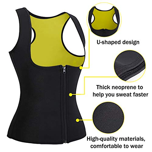 Litthing Chaleco Deportivo de Yoga para Mujer Fitness Sauna Neopreno Chaleco de Entrenamiento Compresión para Adelgazar Establecer Estatua Reducir Dolor(Negro, M)