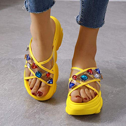 LIUCHANG El Secado rápido del Dedo del pie Zapatos de la casa Abierta, Zapatillas, Sandalias Aumenta los Red_34-Plataforma, Sandalias Flip Punta Abierta de la Mujer liuchang20