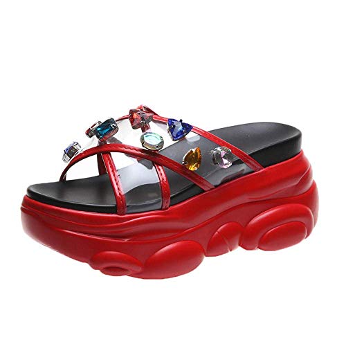 LIUCHANG El Secado rápido del Dedo del pie Zapatos de la casa Abierta, Zapatillas, Sandalias Aumenta los Red_34-Plataforma, Sandalias Flip Punta Abierta de la Mujer liuchang20