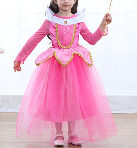 LiUiMiY Disfraces Niña Princesa Vestido de Manga Larga Carnaval Tul Tiara Cosplay Wedding Party Vestido de Carnaval de Cumpleaños para Niñas