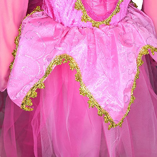 LiUiMiY Disfraces Niña Princesa Vestido de Manga Larga Carnaval Tul Tiara Cosplay Wedding Party Vestido de Carnaval de Cumpleaños para Niñas