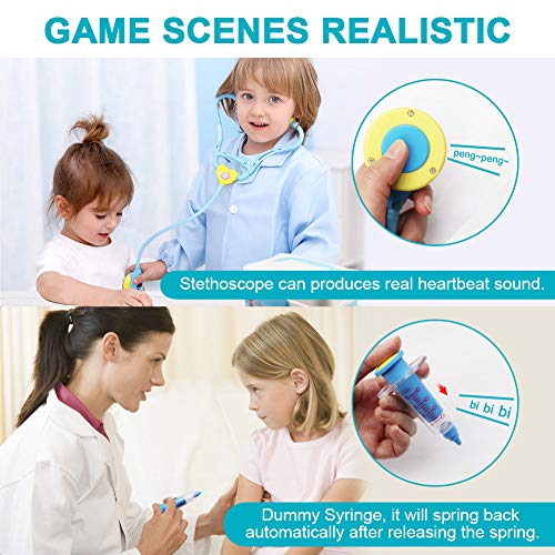 LIVEHITOP Maletín Médico Juguetes, 40 Piezas Doctora y Dentista Disfraz Juego de rol Kit Médico con Caja de Almacenamiento Niños y Niñas