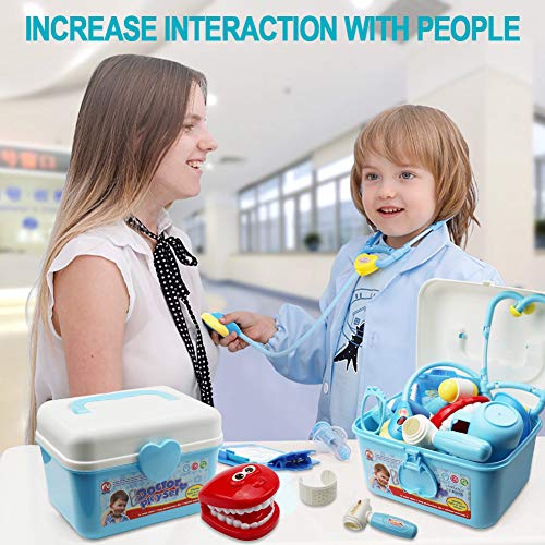 LIVEHITOP Maletín Médico Juguetes, 40 Piezas Doctora y Dentista Disfraz Juego de rol Kit Médico con Caja de Almacenamiento Niños y Niñas
