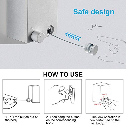 LIVEHITOP Tendedero Retractable, Ajustable Inoxidable Cuerda Retráctil para Tender Secar Ropa en Interior y Exteriores