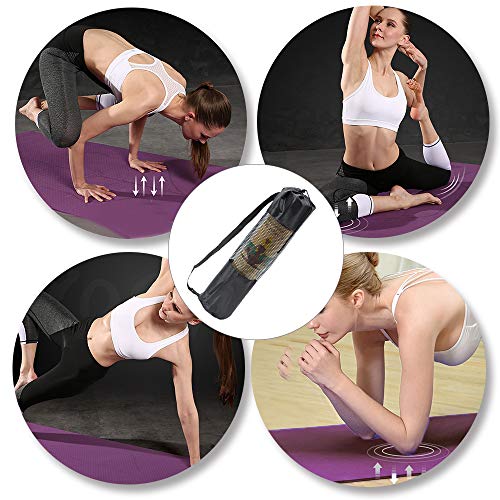 Lixada Esterilla de Yoga Antideslizante TPE Insípido con Línea de Posición Colchoneta de Yoga Alfombrilla de Yoga para Fitness Culturismo Pilates 183 * 61cm