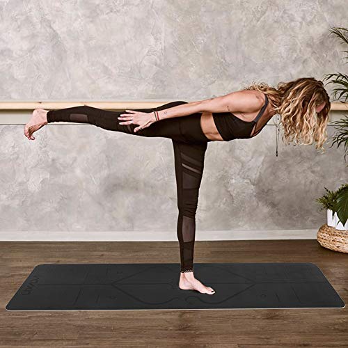 Lixada Esterilla de Yoga Antideslizante TPE Insípido con Línea de Posición Correa y Bolsa para Pilates Fitness Culturismo 183 * 61 * 0.6cm