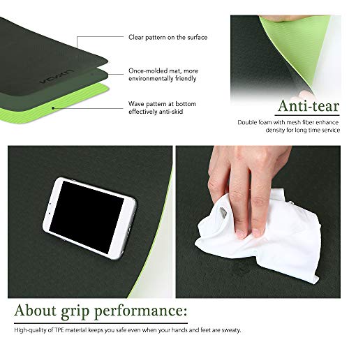 Lixada Esterilla de Yoga Antideslizante TPE Respetuoso del Medio Ambiente con Correa de Transporte y Bolsa de Almacenamiento 72x24IN