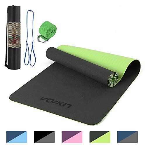 Lixada Esterilla de Yoga Antideslizante TPE Respetuoso del Medio Ambiente con Correa de Transporte y Bolsa de Almacenamiento 72x24IN