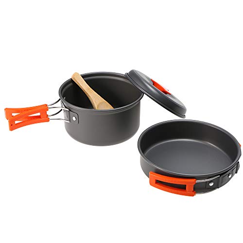 Lixada Utensilios de Cocina de Camping de Aluminio con Estufa de Camping para Cocina Camping Picnic 2-3 Personas