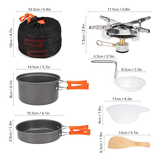 Lixada Utensilios de Cocina de Camping de Aluminio con Estufa de Camping para Cocina Camping Picnic 2-3 Personas