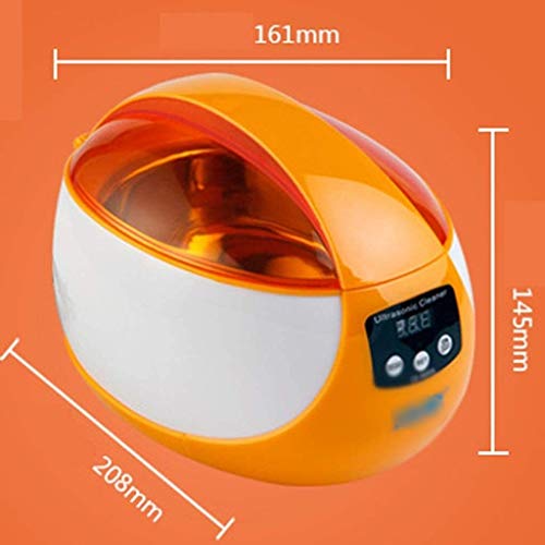 LJJOO Hogar de la máquina de Limpieza por ultrasonidos, Ajustable de Acero Inoxidable Mini Lavadora, 750ml, Apto for Relojes, Lentes, Relojes (Color : Naranja)