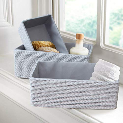 LJM Juego de 4 Cestas de Almacenamiento, Organizadores de Cajones de Cómoda de Armarios Cubículos Grises, Apilables Cubículos para Hogar y Oficina