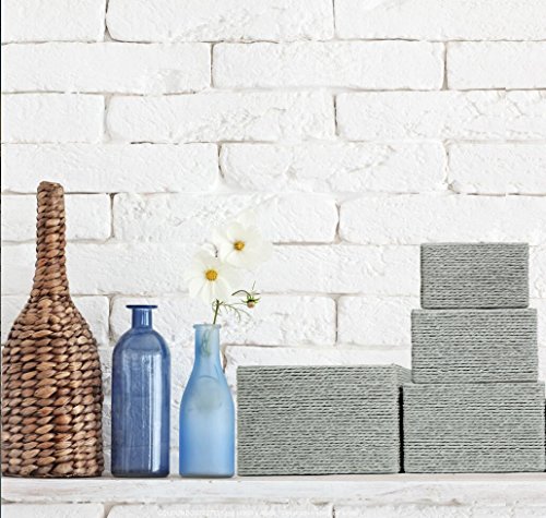 LJM Juego de 4 Cestas de Almacenamiento, Organizadores de Cajones de Cómoda de Armarios Cubículos Grises, Apilables Cubículos para Hogar y Oficina