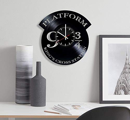 LKCAK Reloj de Pared de Vinilo de la Plataforma Harry Potter - Regalo Original para fanáticos de Harry Potter - Decoración de la Pared Decoración de la habitación Decoración de Fiesta Hecha