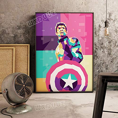 LKJHGU Sin Marco Película clásica de Hollywood Personaje de superhéroe Colorido Cartel Retro Abstracto Dibujos Animados Habitación para niños Decoración para el hogar Pintura de Lienzo 90 * 120 cm A