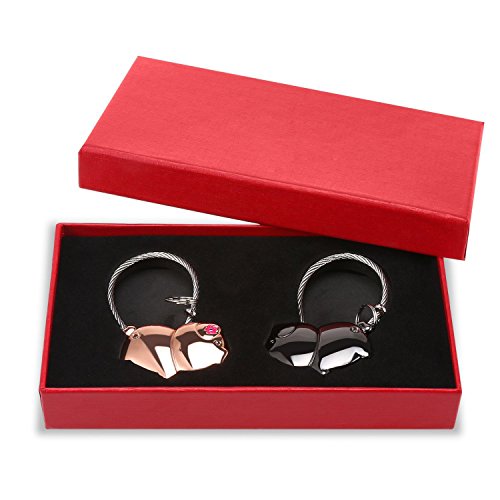 Llavero Cerdos Dulces Besos Llaveros Vodabang Un par de llaveros para los Amantes de la Pareja Regalo de San Valentín (Lovely Pigs)