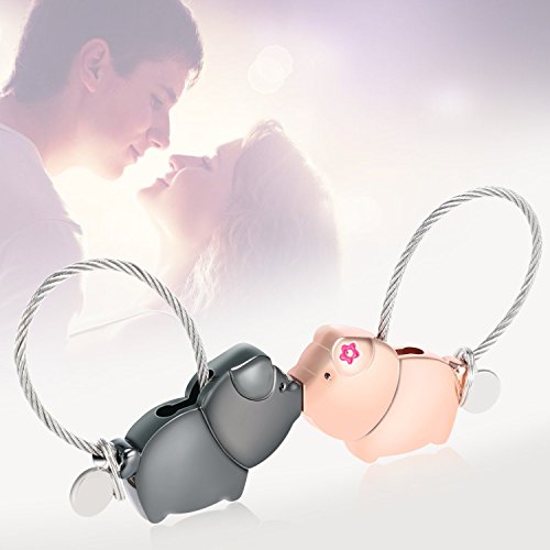 Llavero Cerdos Dulces Besos Llaveros Vodabang Un par de llaveros para los Amantes de la Pareja Regalo de San Valentín (Lovely Pigs)