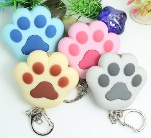 Llavero de gato con LED y sonido (miau) (gris)