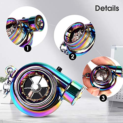Llavero de Turbo Metal para Automóvil con Luces LED Sonido Turbo Llave Manguito Rodamiento Modelo Giratorio Turbina