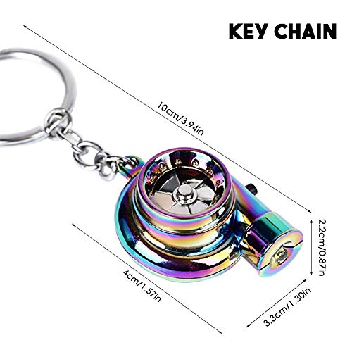 Llavero de Turbo Metal para Automóvil con Luces LED Sonido Turbo Llave Manguito Rodamiento Modelo Giratorio Turbina
