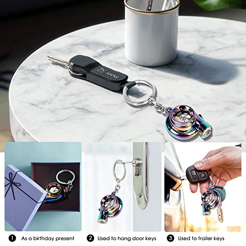 Llavero de Turbo Metal para Automóvil con Luces LED Sonido Turbo Llave Manguito Rodamiento Modelo Giratorio Turbina