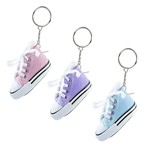 Llavero Zapatilla de Deporte, Comius 12 Pcs Mini Llaveros Estilo Tipo Converse, Llaveros de Lona para Comuniones y Cumpleaños Infantiles, Juveniles y Niños