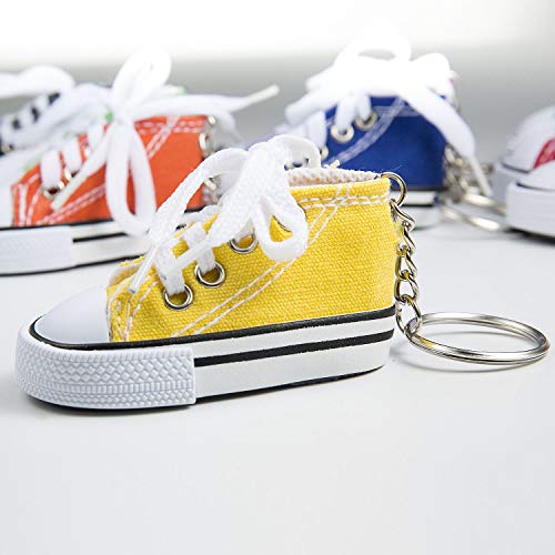 Llavero Zapatilla de Deporte, Comius 12 Pcs Mini Llaveros Estilo Tipo Converse, Llaveros de Lona para Comuniones y Cumpleaños Infantiles, Juveniles y Niños