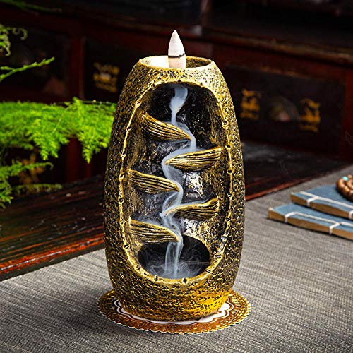 LLDS 10 Tipos de Soporte de Incienso de reflujo Creativo, Quemador de Incienso de Humo de Cascada de reflujo de cerámica, decoración del hogar, Uso de casa de té, incensario de Palo, 7