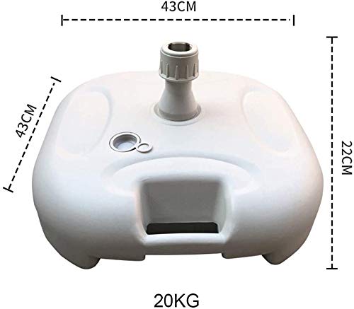 Lloow Base de Base Paraguas/Parasol Pesada de plástico/Base de inyección de Agua y de Asiento Rellenos de Arena Paraguas Slip extraíble/Parasol para el balcón Jardín/Terrass,Blanco,20kg