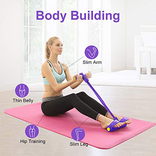 LncBoc 4 tubos de tensión elástica para sentarse, ejercicio de tirón, banda de resistencia con asa, levantamiento de pesas para abdominales, cintura, brazo, piernas y entrenamiento adelgazante