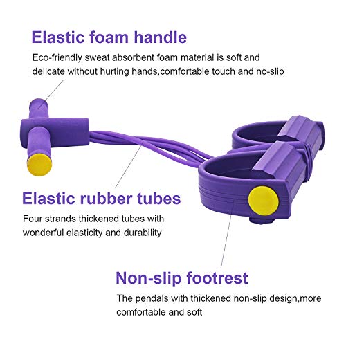 LncBoc 4 tubos de tensión elástica para sentarse, ejercicio de tirón, banda de resistencia con asa, levantamiento de pesas para abdominales, cintura, brazo, piernas y entrenamiento adelgazante