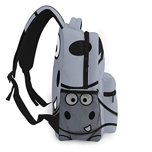 LNLN Mochila Casual para niñas Cartoon Hippo Laptop Backpack School Backpack for Men Women Lightweight Travel Casual Durable Daily Daypack College Student Rucksack 11 5in X 8in X 16in