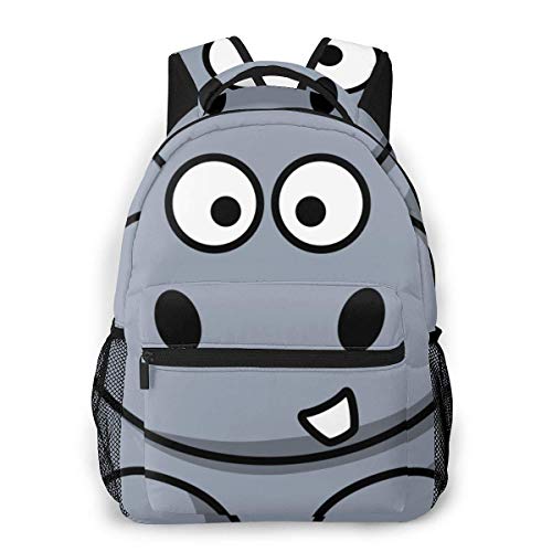 LNLN Mochila Casual para niñas Cartoon Hippo Laptop Backpack School Backpack for Men Women Lightweight Travel Casual Durable Daily Daypack College Student Rucksack 11 5in X 8in X 16in