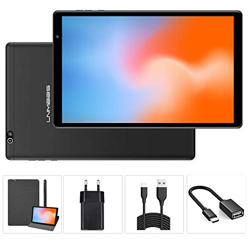 LNMBBS P40-EEA Tablet 10 Pulgadas con Funda, Android 10.0, Octa-Core, Desbloqueo Facial, 1920*1200 IPS, 64GB ROM y 3GB de RAM, 13MP y 5MP Cámara, Wi-Fi + LTE, GPS, Bluetooth 5.0, Negro